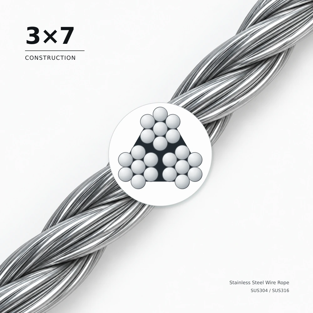 FINE CABLE 3×7 stainless steel wire rope with enlarged cross-section