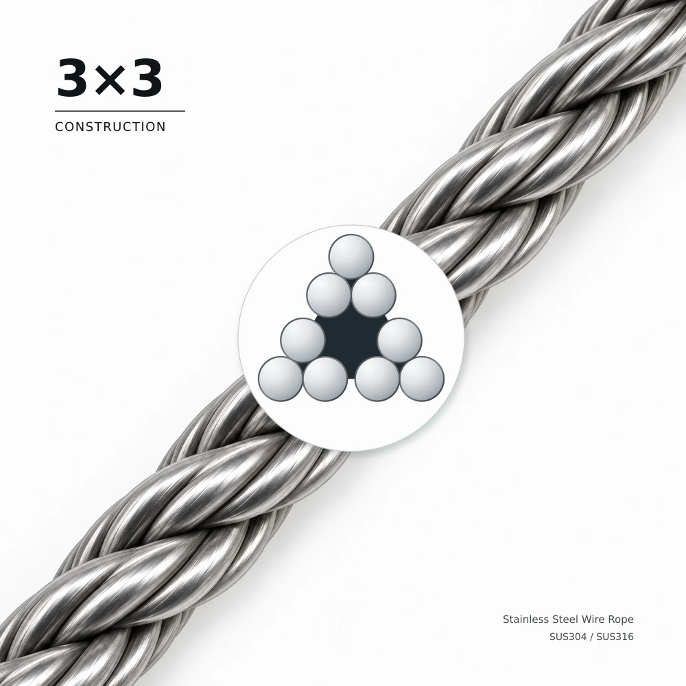 FINE CABLE 3×3 stainless steel wire rope with enlarged cross-section