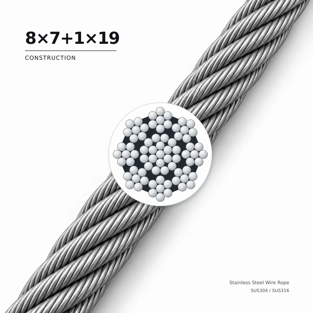 FINE CABLE 8×7+1×19 stainless steel wire rope with enlarged cross-section